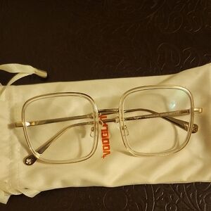 Gold Square Frame Glasses - Clear Lenses